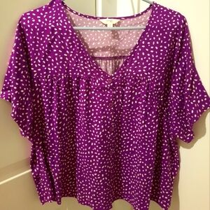 Purple casual polka dot women's 0X